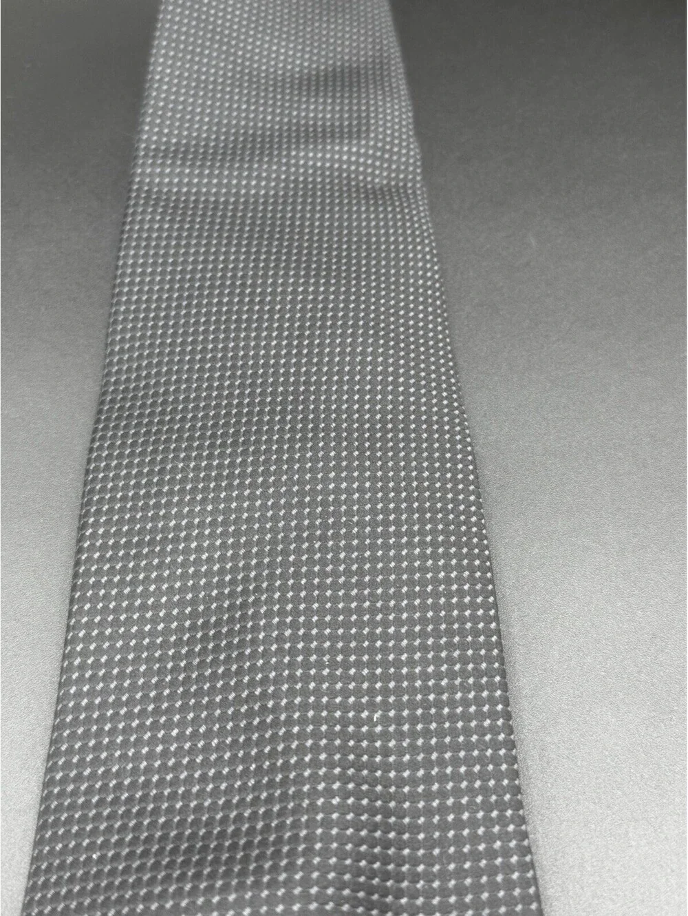Beau Brummel Soho Silk Tie Black Silver Micro Dot Handmade 58” x 3.5”